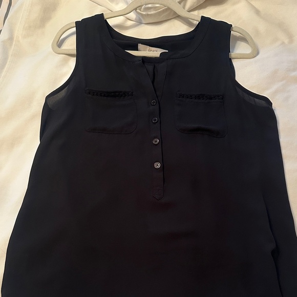LOFT Tops - LOFT Black  Sleeveless Blouse with Button Front NWOT